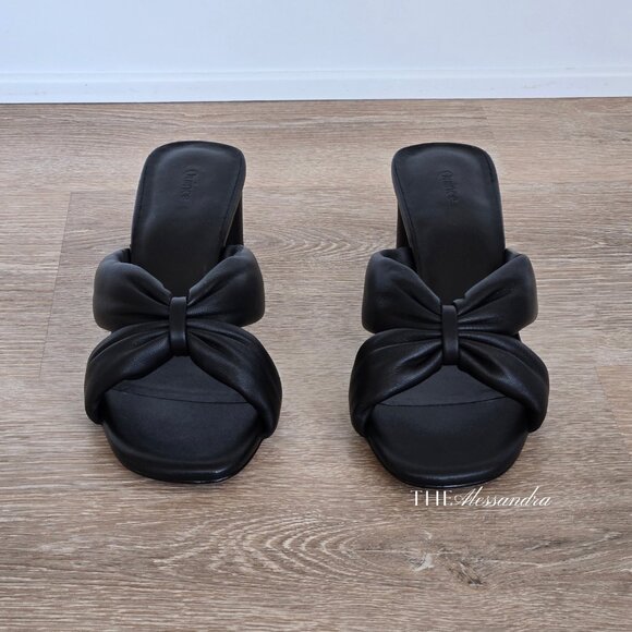 Quince Italian Leather Twist Mid Heel Mule Black Size 8 New In Box MSRP $79.90 - Picture 11 of 16